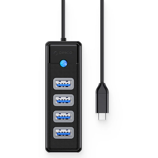 Hub USB-C Orico PW4U-C3, 4 x USB-A 3.0, čierny
