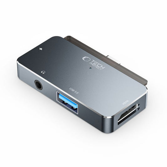 Rozbočovač USB-C Tech-Protect V6, 1 x USB-A - 1 x USB-C - 1 x HDMI - 1 x Jack 3,5 mm, sivý