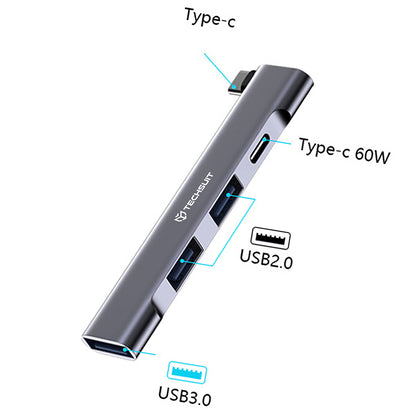 Hub USB-C Techsuit H12 ZenithDock, 4in1, Sivý