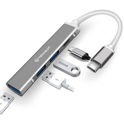 Hub USB-C Techsuit H18 PolarisBridge, 4v1, Biela Sivá