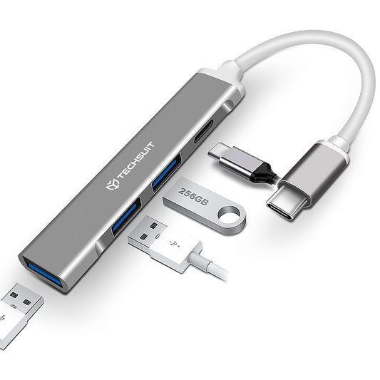 Hub USB-C Techsuit H18 PolarisBridge, 4v1, Biela Sivá