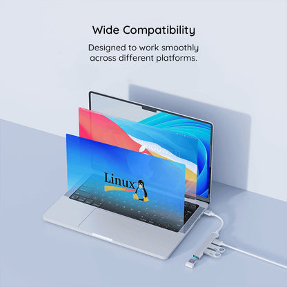 Hub USB-C Techsuit H18 PolarisBridge, 4v1, Biela Sivá