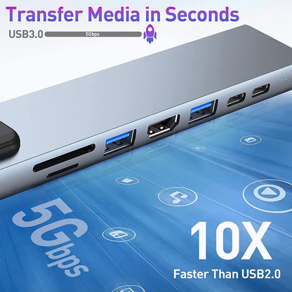 Techsuit H2 NetBridge USB-C Hub, 8in1, Gray