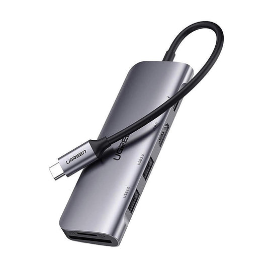 Hub USB-C UGREEN CM195 (15214), 2 x USB-A 3.0 - 1 x USB-C - 1 x HDMI - 1 x SD - 1 x microSD, Sivý