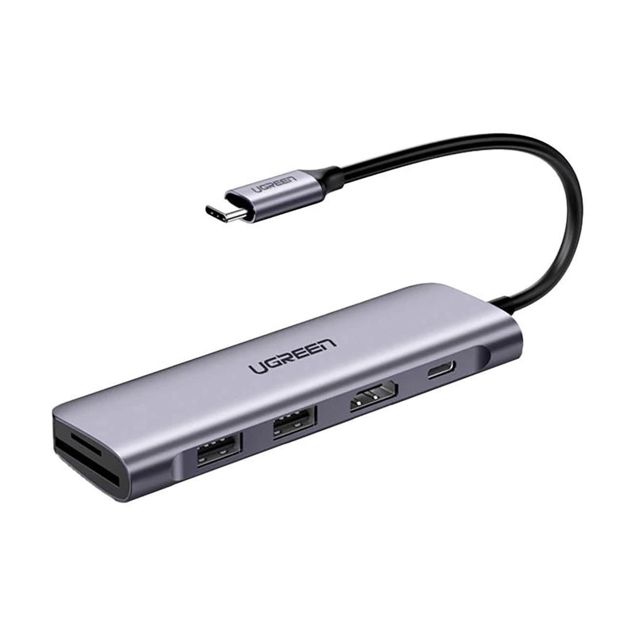 Hub USB-C UGREEN CM195 (15214), 2 x USB-A 3.0 - 1 x USB-C - 1 x HDMI - 1 x SD - 1 x microSD, Sivý