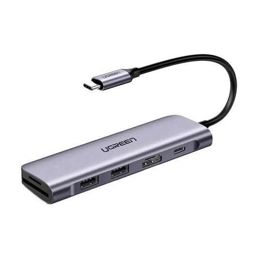 Hub USB-C UGREEN CM195 (15214), 2 x USB-A 3.0 - 1 x USB-C - 1 x HDMI - 1 x SD - 1 x microSD, Sivý