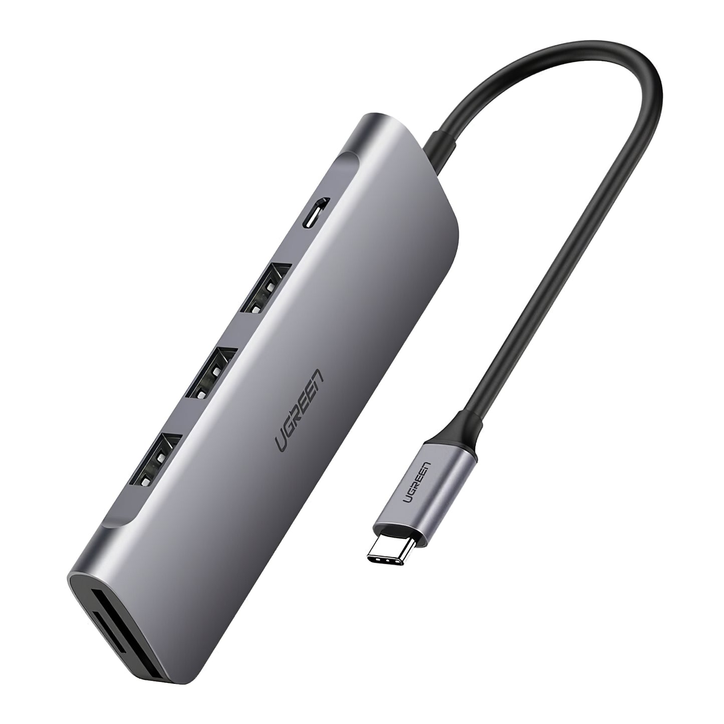 Hub USB-C UGREEN CM195, 2 x USB-A - 1 x USB-C - 1 x HDMI - 1 x SD - 1 x microSD, Sivý