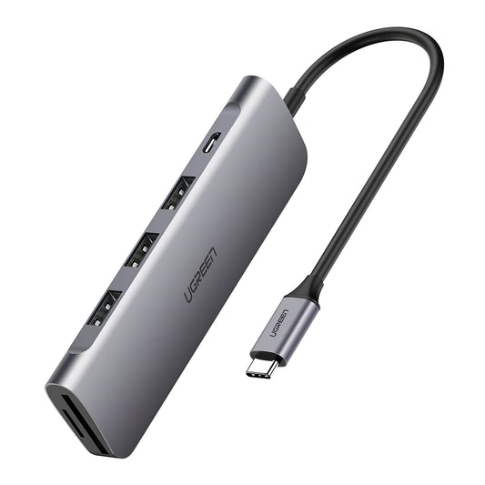 Hub USB-C UGREEN CM195, 2 x USB-A - 1 x USB-C - 1 x HDMI - 1 x SD - 1 x microSD, Sivý