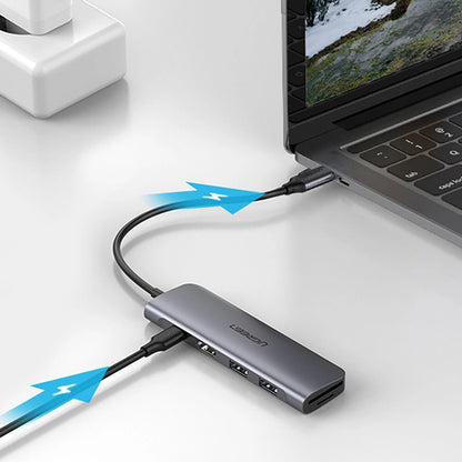 Hub USB-C UGREEN CM195 (15214), 2 x USB-A 3.0 - 1 x USB-C - 1 x HDMI - 1 x SD - 1 x microSD, Sivý