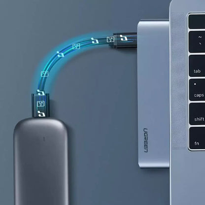 Hub USB-C UGREEN CM251 pre Apple MacBook Pro / Air, 3 x USB-A 3.0 - 1 x USB-C - 1 x SD - 1 x microSD, Sivý