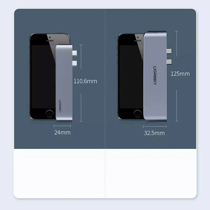 Hub USB-C UGREEN CM251 pre Apple MacBook Pro / Air, 3 x USB-A 3.0 - 1 x USB-C - 1 x SD - 1 x microSD, Sivý