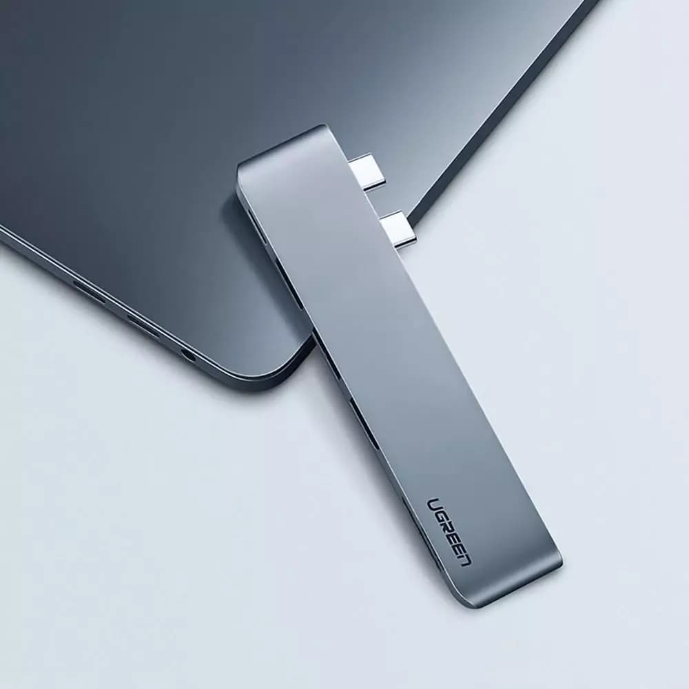 Hub USB-C UGREEN CM251 pre Apple MacBook Pro / Air, 3 x USB-A 3.0 - 1 x USB-C - 1 x SD - 1 x microSD, Sivý