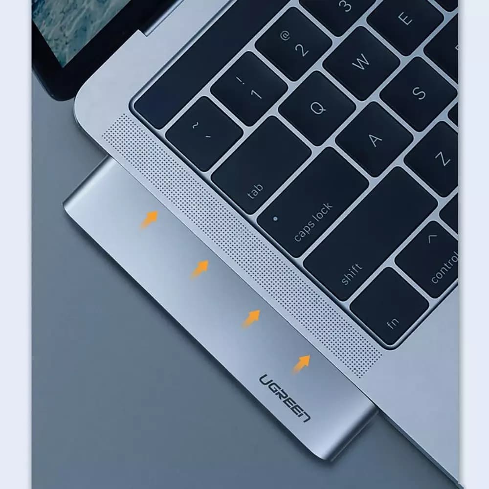 Hub USB-C UGREEN CM251 pre Apple MacBook Pro / Air, 3 x USB-A 3.0 - 1 x USB-C - 1 x SD - 1 x microSD, Sivý
