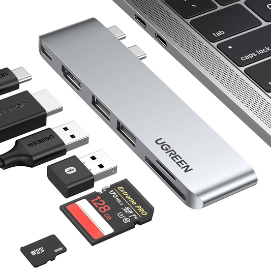 USB-C rozbočovač UGREEN CM380 (80856) pre Apple MacBook Pro / Air Series, 2 x USB-A 3.0 - 1 x USB-C - 1 x HDMI - 1 x SD - 1 x microSD
