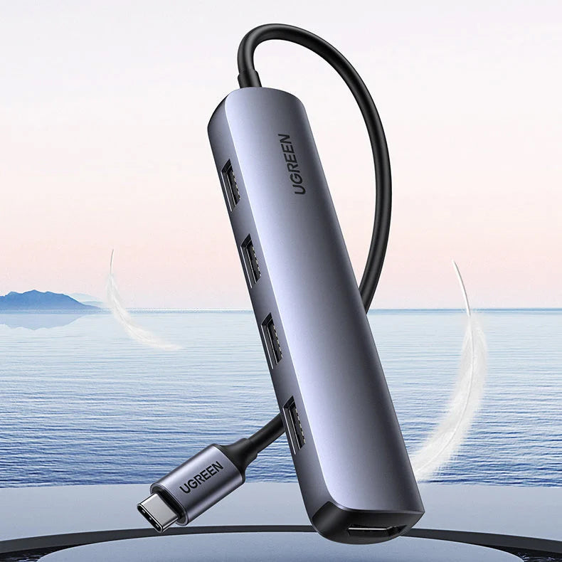 Hub USB-C UGREEN CM417, 4 x USB-A 3.2 - 1 x HDMI, Sivý