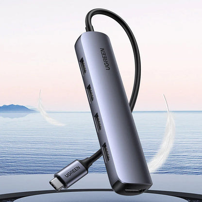 Hub USB-C UGREEN CM417, 4 x USB-A 3.2 - 1 x HDMI, Sivý