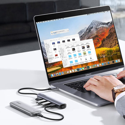 Hub USB-C UGREEN CM417, 4 x USB-A 3.2 - 1 x HDMI, Sivý