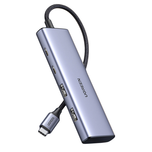 USB-C rozbočovač UGREEN CM473, 2 x USB-A 3.0 - 2 x USB-C, 0,20 cm, sivý