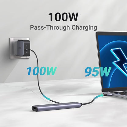 Hub USB-C UGREEN CM478, 1 x USB-A 3.0 - 2 x USB-A - 1 x USB-C - 1 x HDMI, Sivý