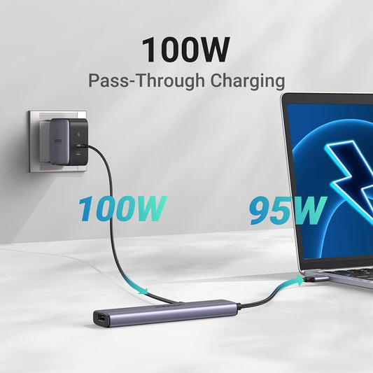 Hub USB-C UGREEN CM478, 1 x USB-A 3.0 - 2 x USB-A - 1 x USB-C - 1 x HDMI, Sivý