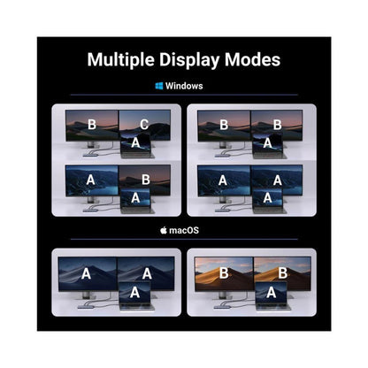 Hub USB-C UGREEN CM498 (45379), 2 x USB-A 3.2 - 3 x USB-C - 2 x HDMI, Sivý