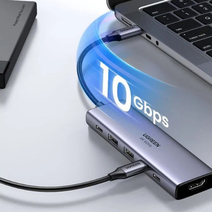 Hub USB-C UGREEN CM511 (35999), 2 x USB-A 3.2 - 3 x USB-C - 1 x HDMI, Sivý
