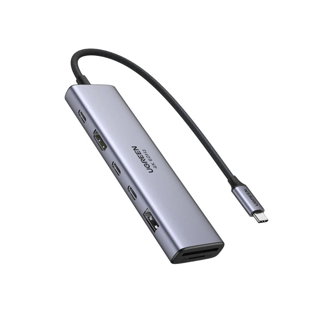 Hub USB-C UGREEN CM511 (45521), 1 x USB-A 3.2 - 3 x USB-C - 1 x HDMI - 1 x SD - 1 x microSD, Sivý