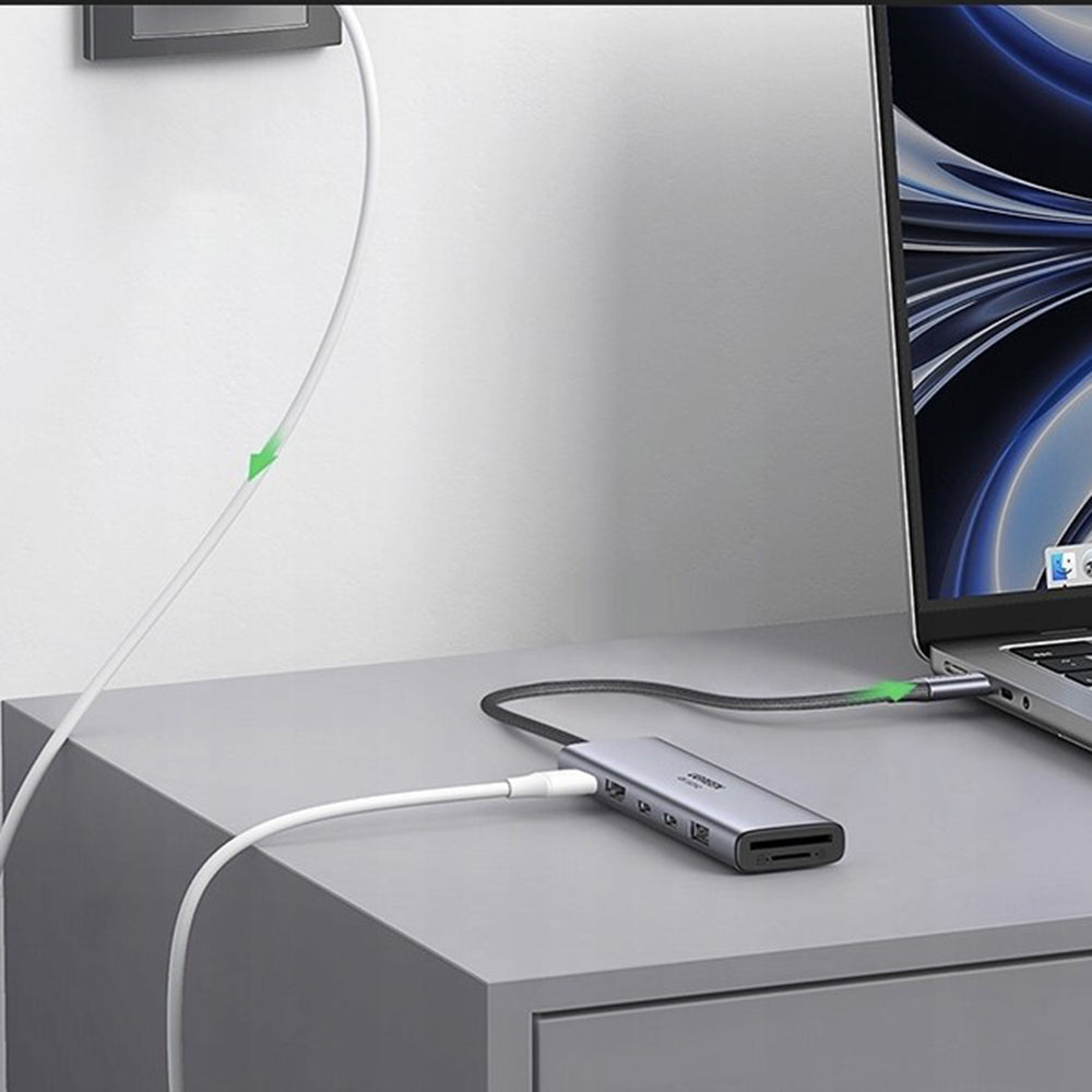 Hub USB-C UGREEN CM511 (45521), 1 x USB-A 3.2 - 3 x USB-C - 1 x HDMI - 1 x SD - 1 x microSD, Sivý