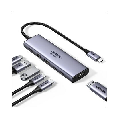 Hub USB-C UGREEN CM511 (35999), 2 x USB-A 3.2 - 3 x USB-C - 1 x HDMI, Sivý