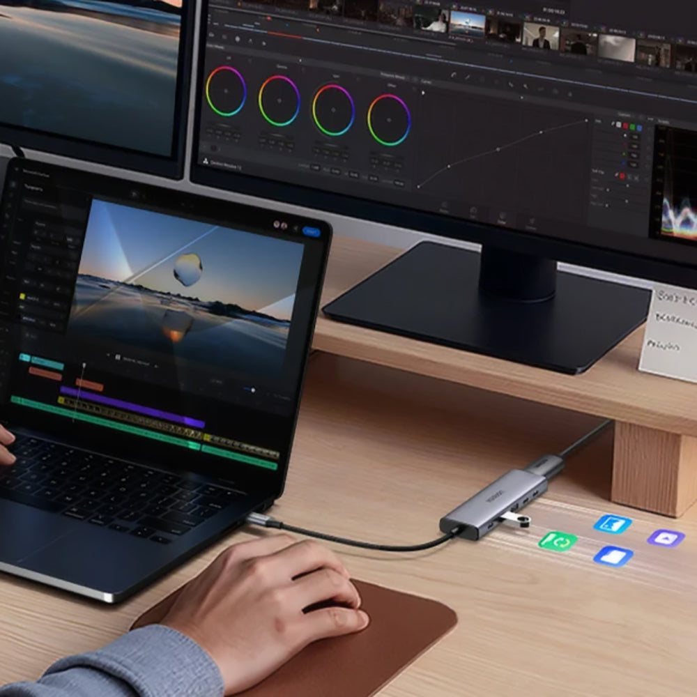 Hub USB-C UGREEN CM511 (75586), 6v1, Sivý