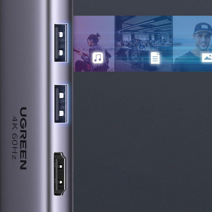 Hub USB-C UGREEN CM511 (60384), 2 x USB-A 3.0 - 1 x USB-C - 1 x HDMI - 1 x SD - 1 x microSD, Sivý