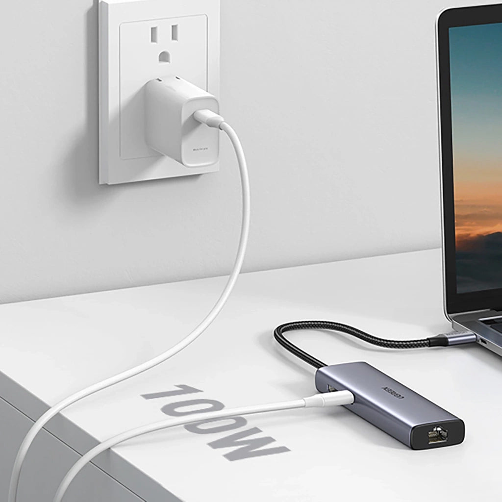 Hub USB-C UGREEN CM512, 2 x USB-A 3.0 - 1 x USB-C - 1 x HDMI - 1 x SD - 1 x microSD - RJ45, Sivý