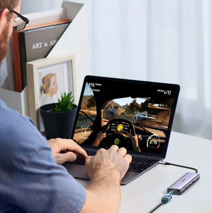 Hub USB-C UGREEN CM512, 2 x USB-A 3.0 - 1 x USB-C - 1 x HDMI - 1 x SD - 1 x microSD - RJ45, Sivý