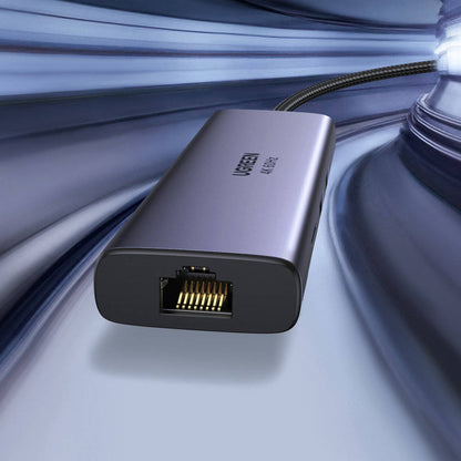 Hub USB-C UGREEN CM512 (60515), 2 x USB-A 3.0 - 1 x USB-C - 1 x HDMI - 1 x SD - 1 x microSD - 1 x RJ45, Sivý