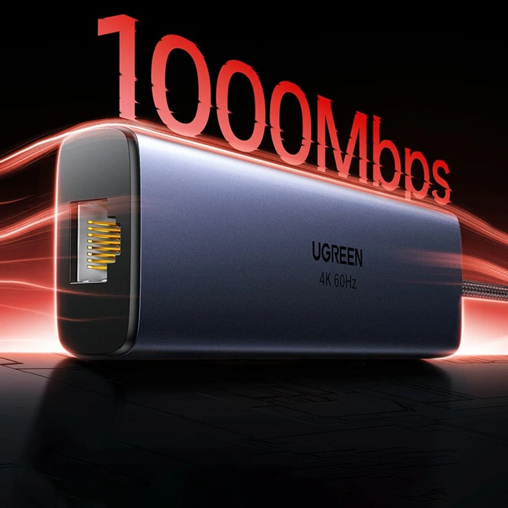 Hub USB-C UGREEN CM512 (75643), 6v1, Sivý