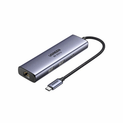 Hub USB-C UGREEN CM512 (75643), 6v1, Sivý