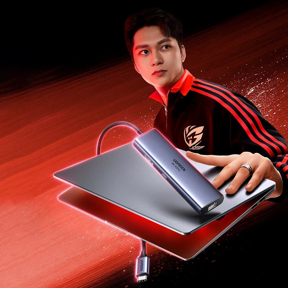 Hub USB-C UGREEN CM512 (75643), 6v1, Sivý