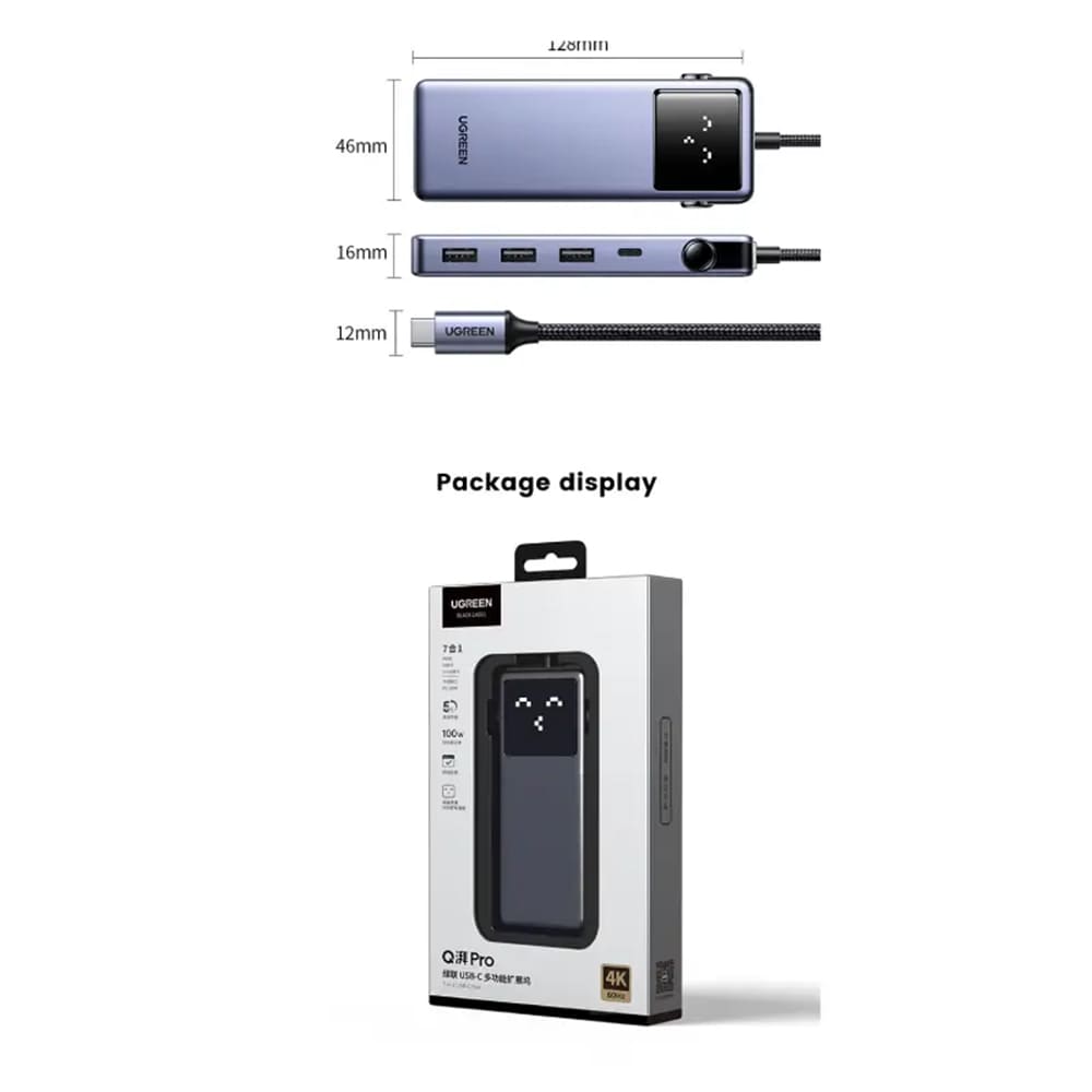 Hub USB-C UGREEN CM888 (45155) Uno, 6v1, Sivý