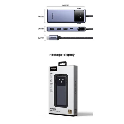 Hub USB-C UGREEN CM888 (45155) Uno, 6v1, Sivý