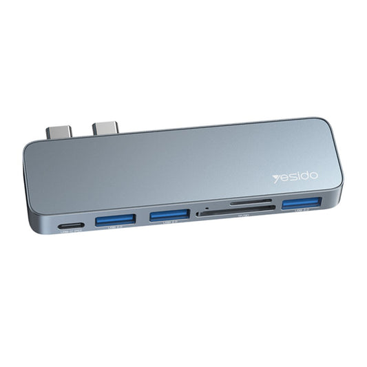 USB-C hub Yesido HB10 pre Apple MacBook Pro / Air, 6v1, Sivý