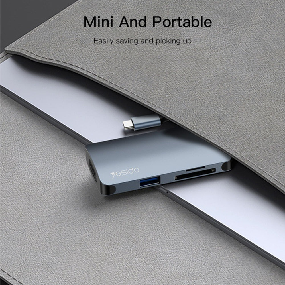 Hub USB-C Yesido HB16, 7v1, Sivý