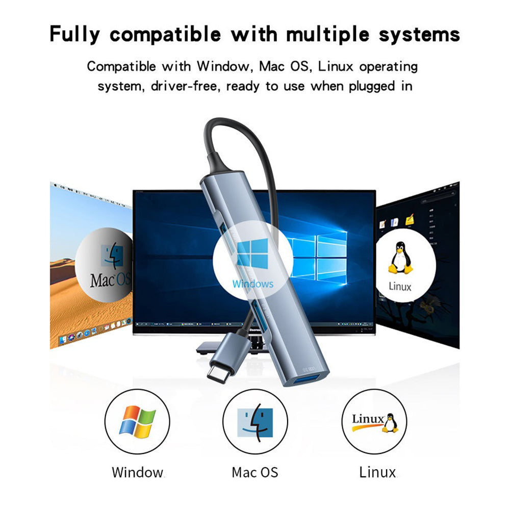 Hub USB-C Yesido HB17, 4v1, Sivý