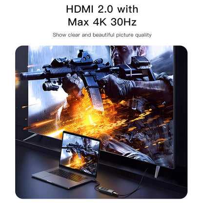 Hub USB-C Yesido HB22, 5v1, Sivý