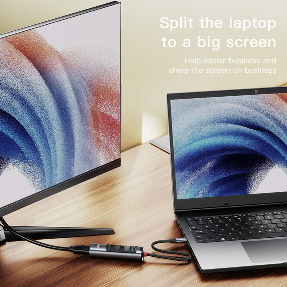 Hub USB-C Yesido HB22, 5v1, Sivý