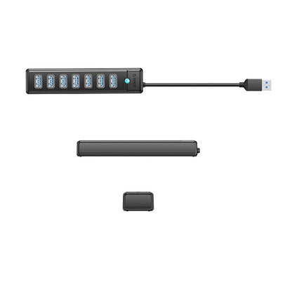 USB hub Orico PW7U-U3, 7 x USB-A 3.0 - 1 x USB-C, čierny