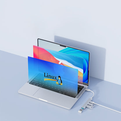 USB Hub Techsuit H19 PolarisBridge, 4v1, Sivá Biela