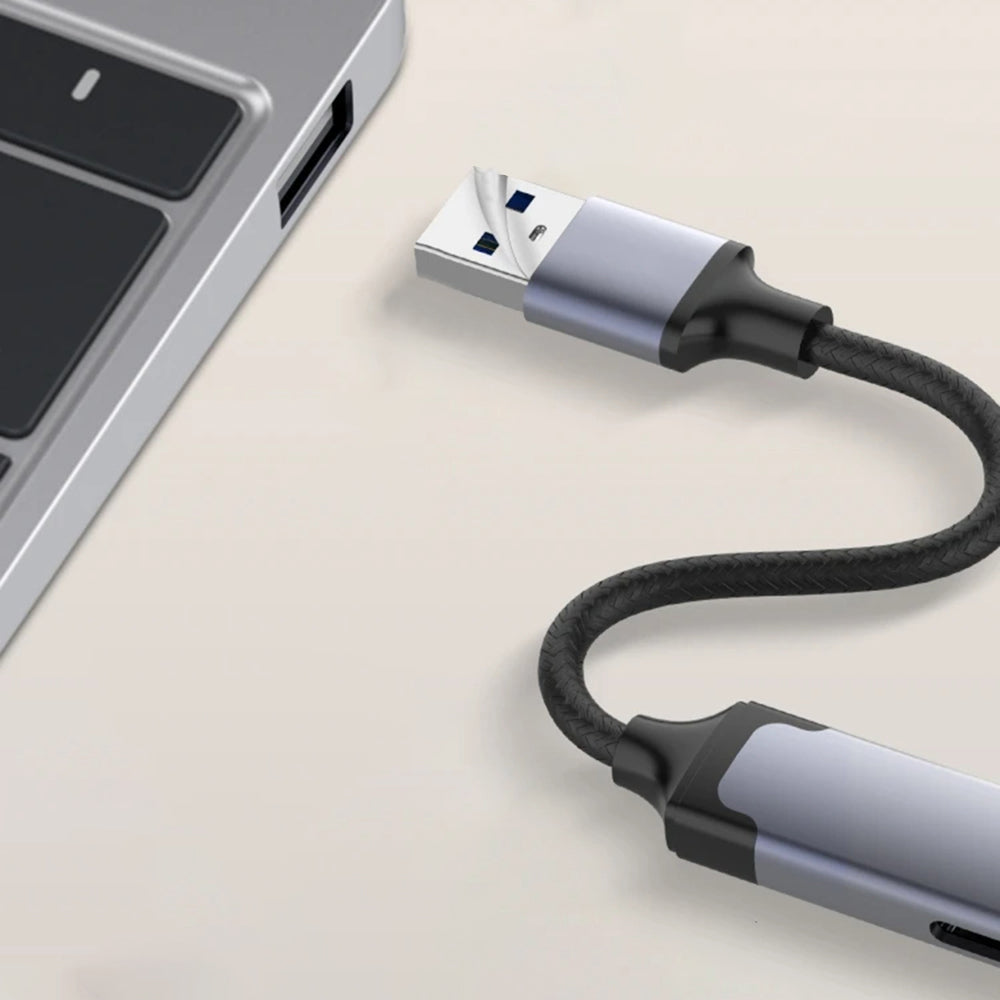 USB Hub Techsuit H19 PolarisBridge, 4v1, Sivá Biela