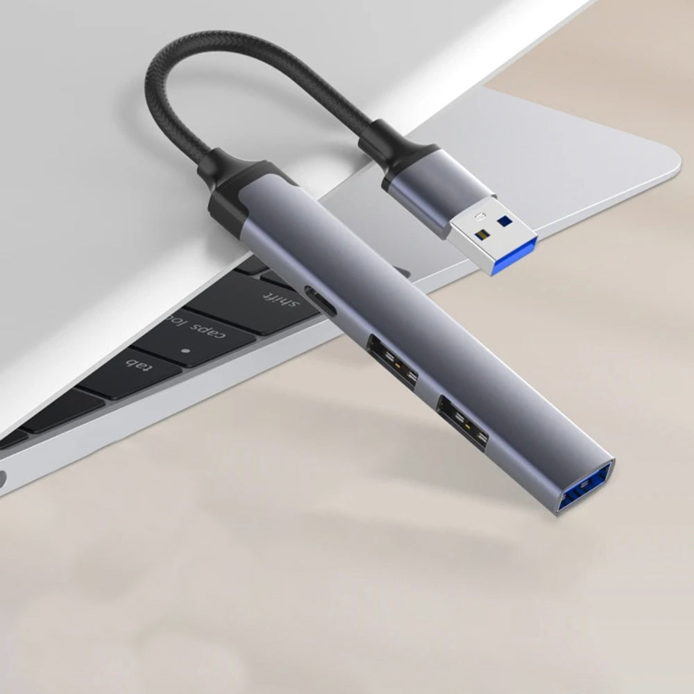 USB Hub Techsuit H19 PolarisBridge, 4v1, Sivá Biela