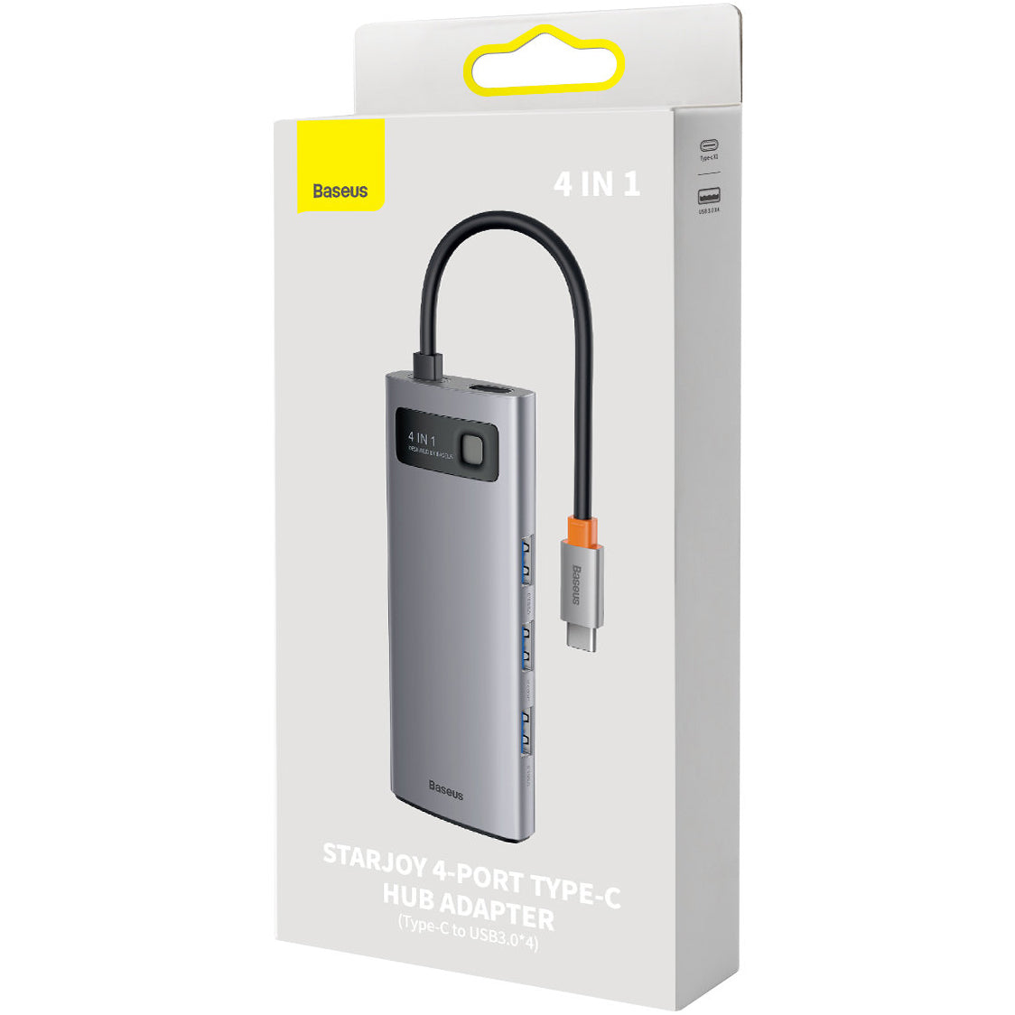 Hub USB-C Baseus Metal Gleam, 4 x USB-A 3.0, Sivý WKWG070013