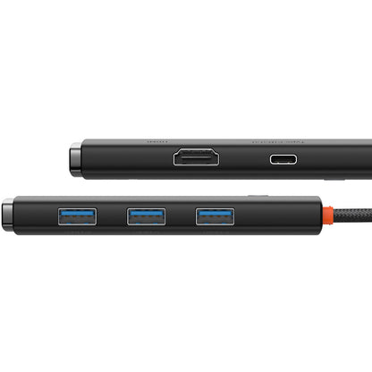 USB-C Hub Baseus Lite, 3 x USB-A 3.0 - USB-C - HDMI, Čierny WKQX040001